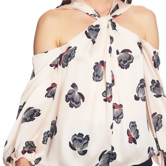 3/$45 1.State Floating Blossoms Twist Neck Blouse - Picture 1 of 3